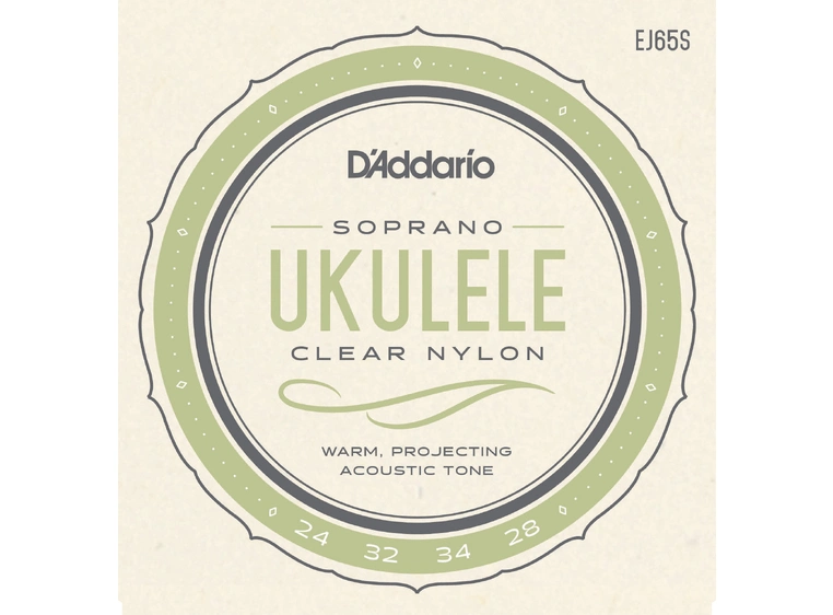 D'Addario EJ65S Soprano Ukulele Clear Nylon 